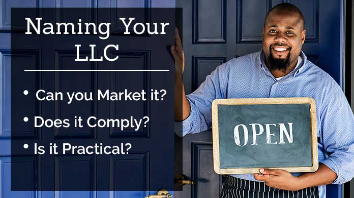 A woman imagining a drawing of a cafe; Naming your LLC: Can you market it? Does it comply? Is it practical?