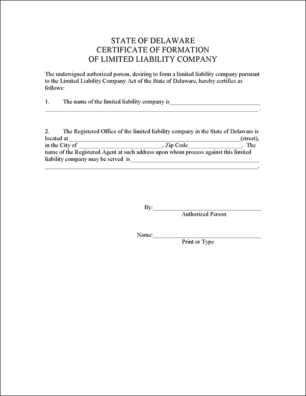 Delaware LLC Formation Document