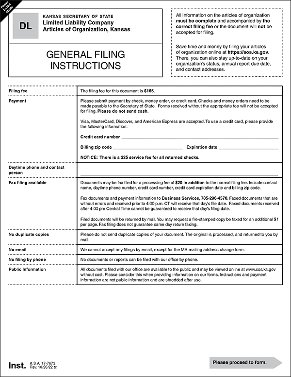 Kansas LLC Formation Document