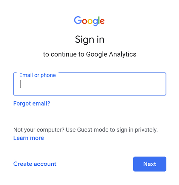 Sign in to Google Analytics.