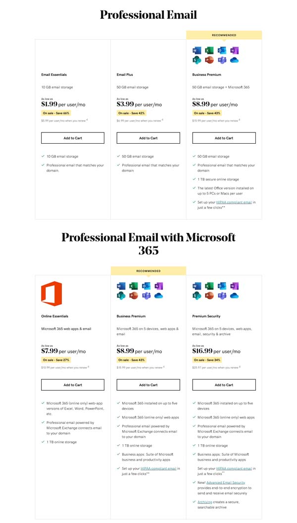 GoDaddy e-mail example.