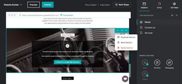 Example of a website for a local service business