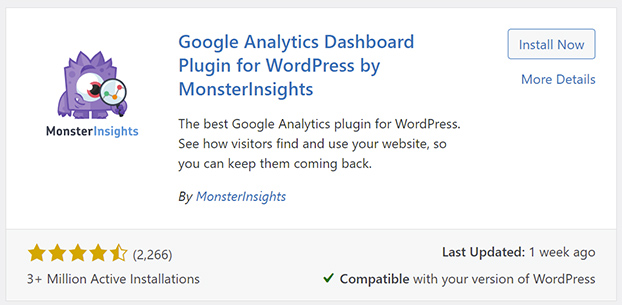 MonsterInsights Plugin for Google Analytics.