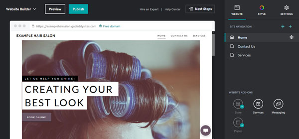 Example of a website for a local service business