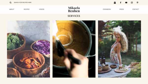 Examples of websites built using Wix.