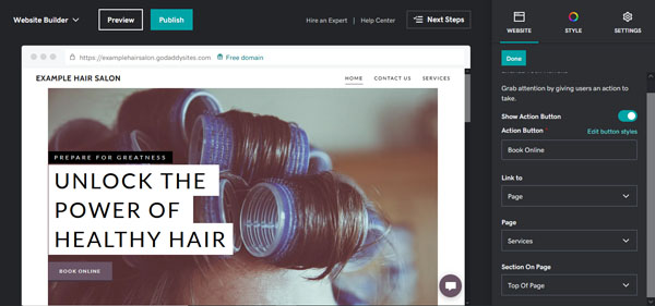 Example of a website for a local service business