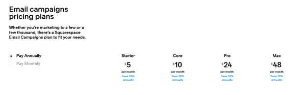 Squarespace pricing and plans.