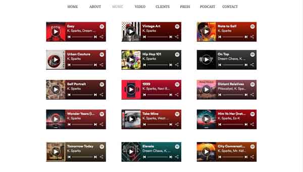 Examples of websites built using Wix.