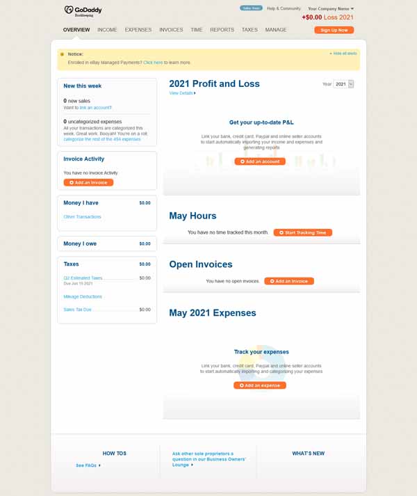 GoDaddy bookkeeping review.