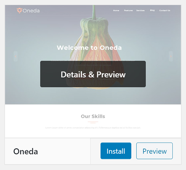 WordPress Oneda theme Details & Preview.