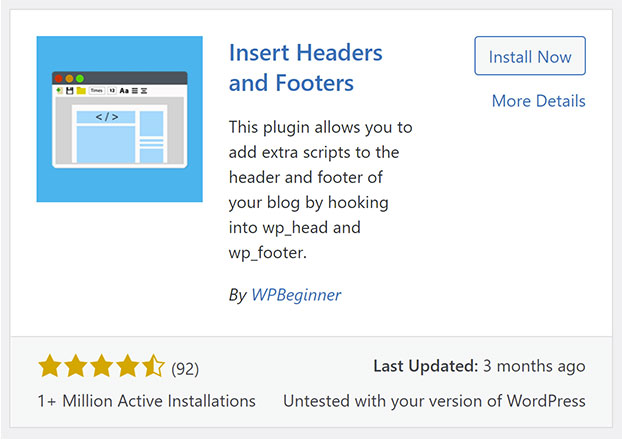 Insert Headers and Footers Plugin for Google Analytics.
