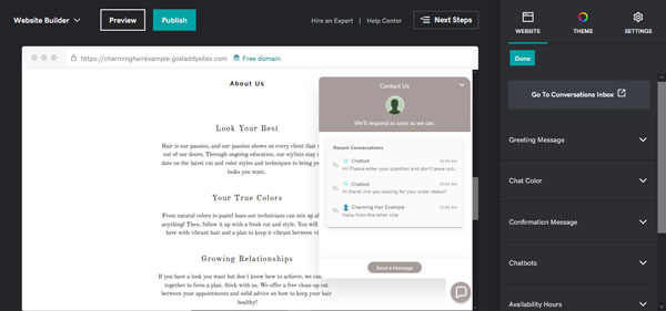 Example of a website for a local service business