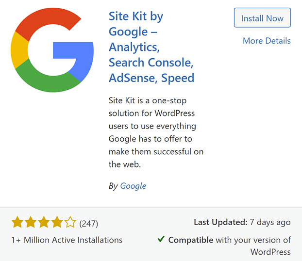 Site Kit for Google Analytics.