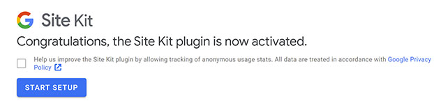 Site Kit confirmation.