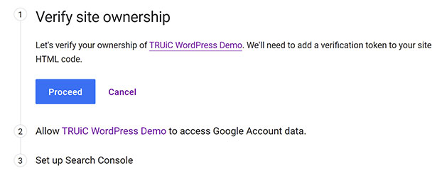 Verify site ownership.