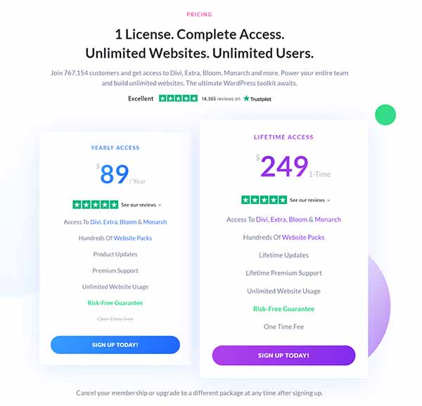 WordPress service plans and pricing.