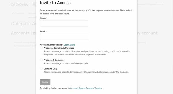 How to give delegate access to your GoDaddy account.