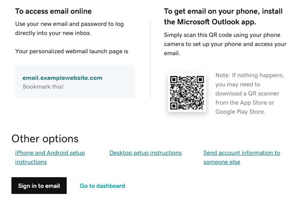 GoDaddy e-mail example.