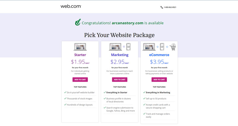 Web.com pricing