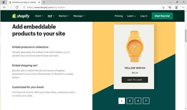 Screenshots of Shopify pricing and plans.