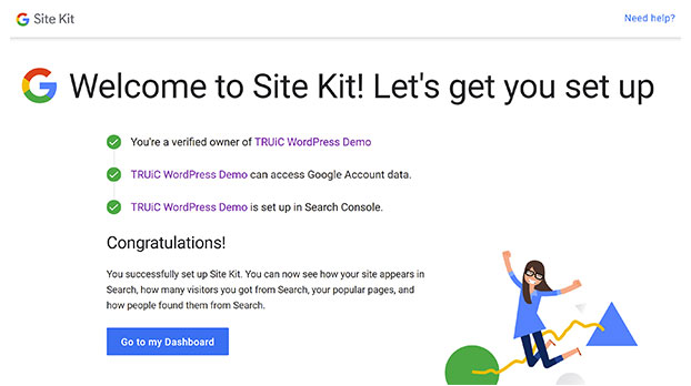 Site Kit confirmation.