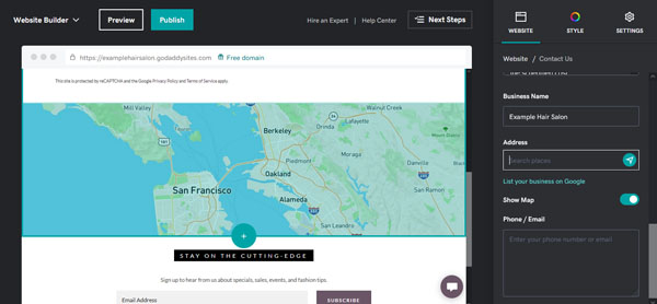 Example of a website for a local service business