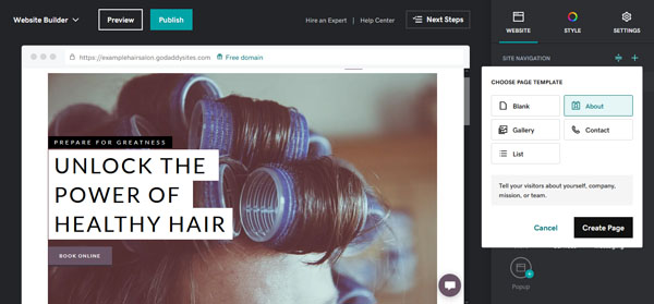 Example of a website for a local service business