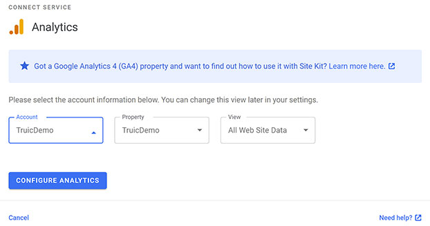 Google Analytics configure analytics.