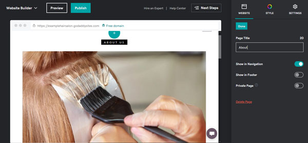 Example of a website for a local service business