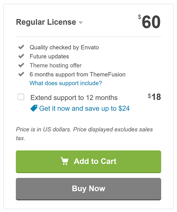 WordPress regular license check out.