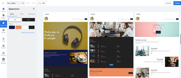 Bluehost website builder.
