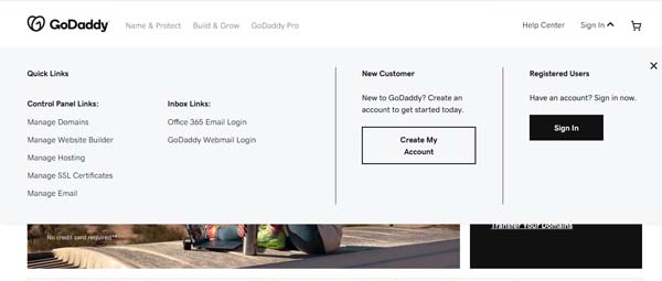 GoDaddy e-mail example.