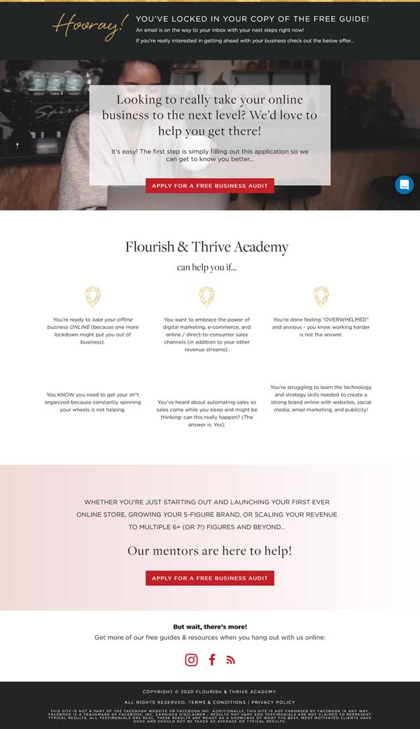 How to make a thank you page.