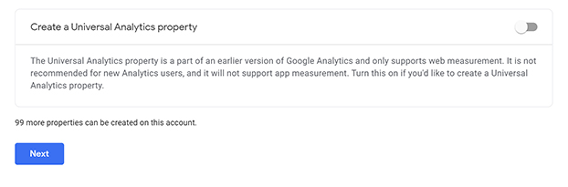 Create a Universal Analytics property.
