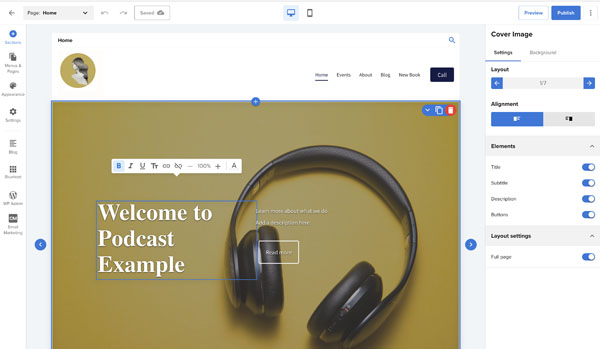 Bluehost website builder.