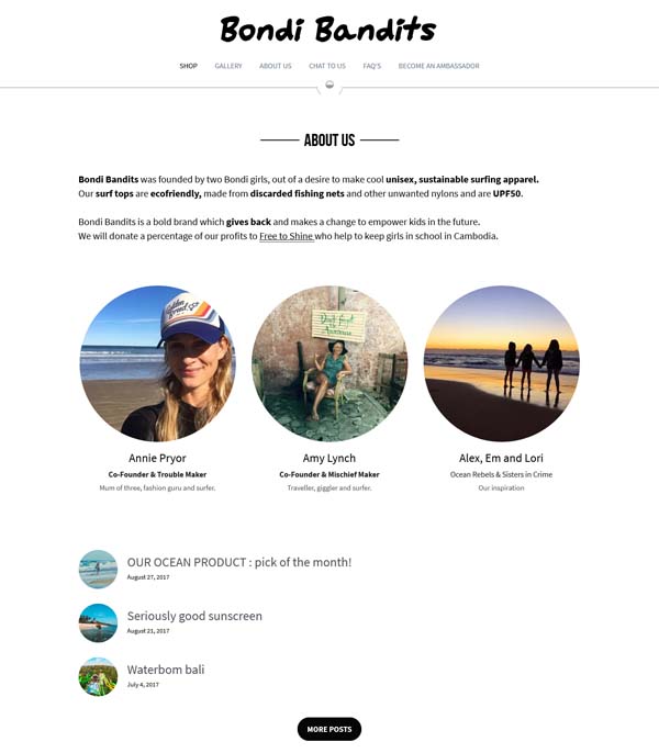 Examples of websites built by Strikingly.