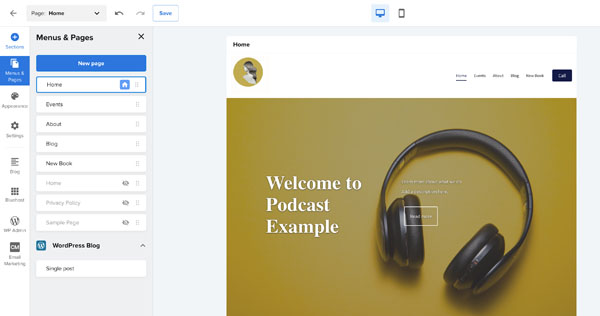 Bluehost website builder.