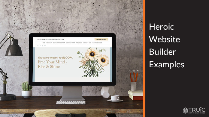 Website example on a computer screen.