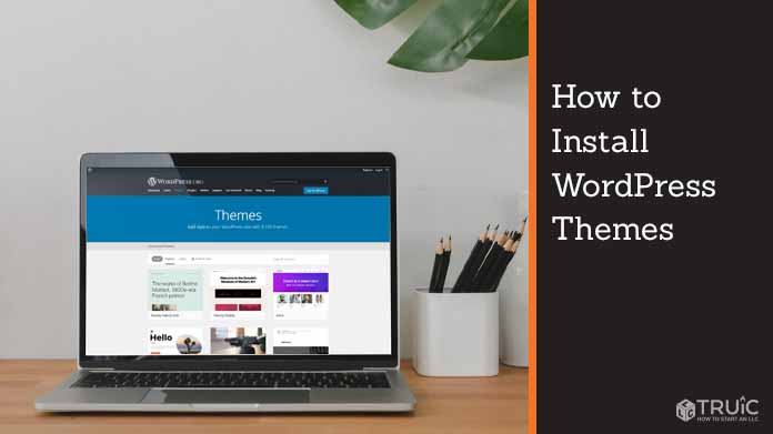 Laptop with Wordpress webpage that says, “Themes.”