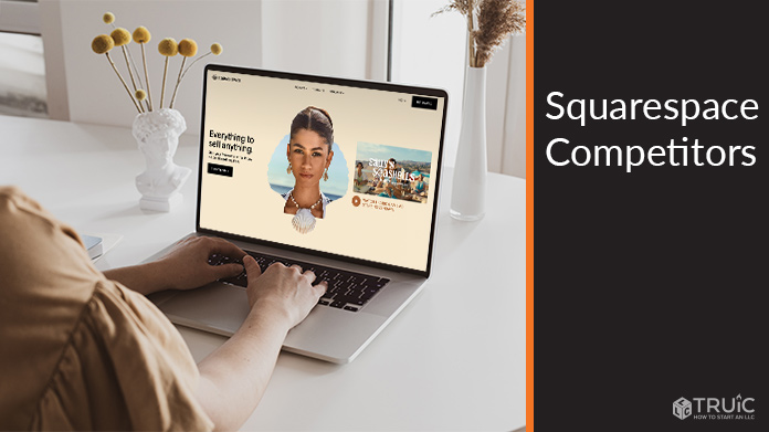 Computer screen with Squarespace home page.