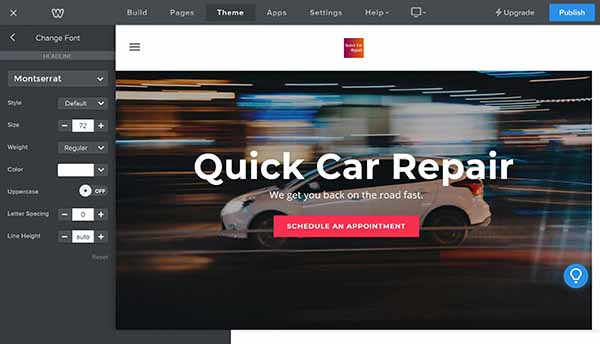 Weebly website builder font style and editing options