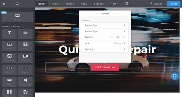 Weebly website builder CTA button editing options