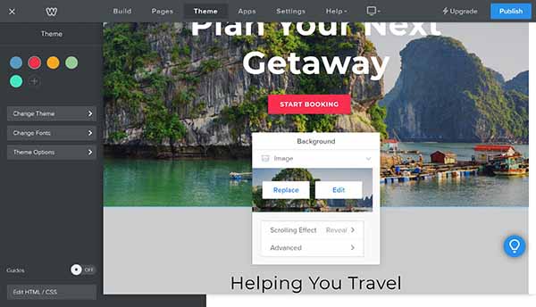Weebly website builder header image replace or edit popup