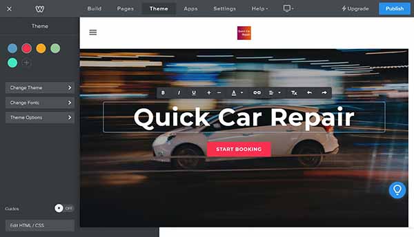 Weebly website builder title in header editing options