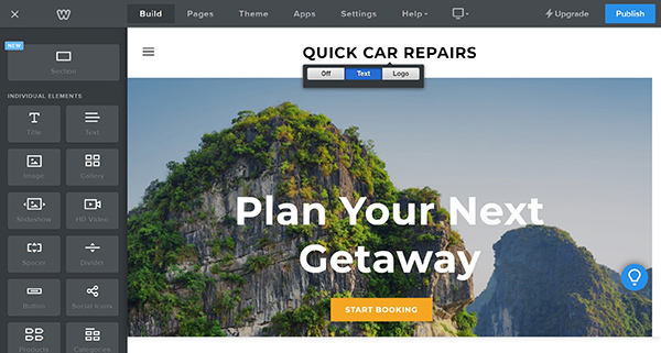 Weebly website builder logo text editor screen