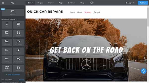 Weebly website builder services page editing options