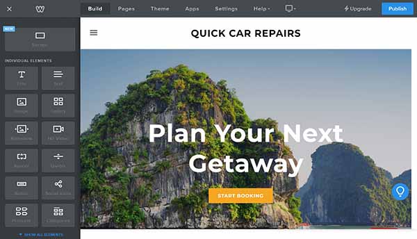 Weebly website builder individual elements editor screen