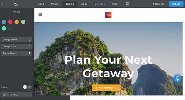 Weebly website builder theme editing options screen