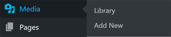 WordPress dashboard media library tab.