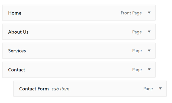 WordPress navigation bar editing.